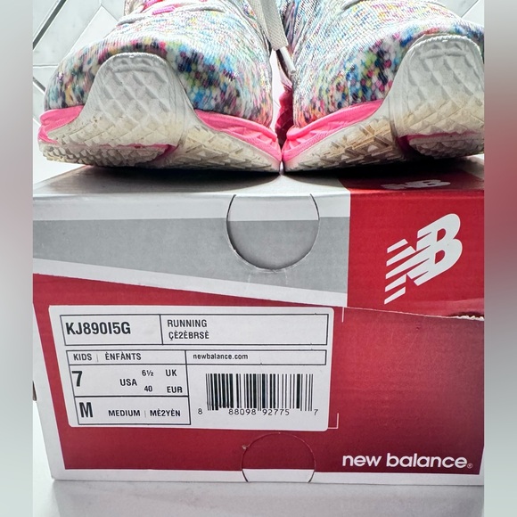 New Balance Kids Pink and Blue Trainers - Picture 4 of 7